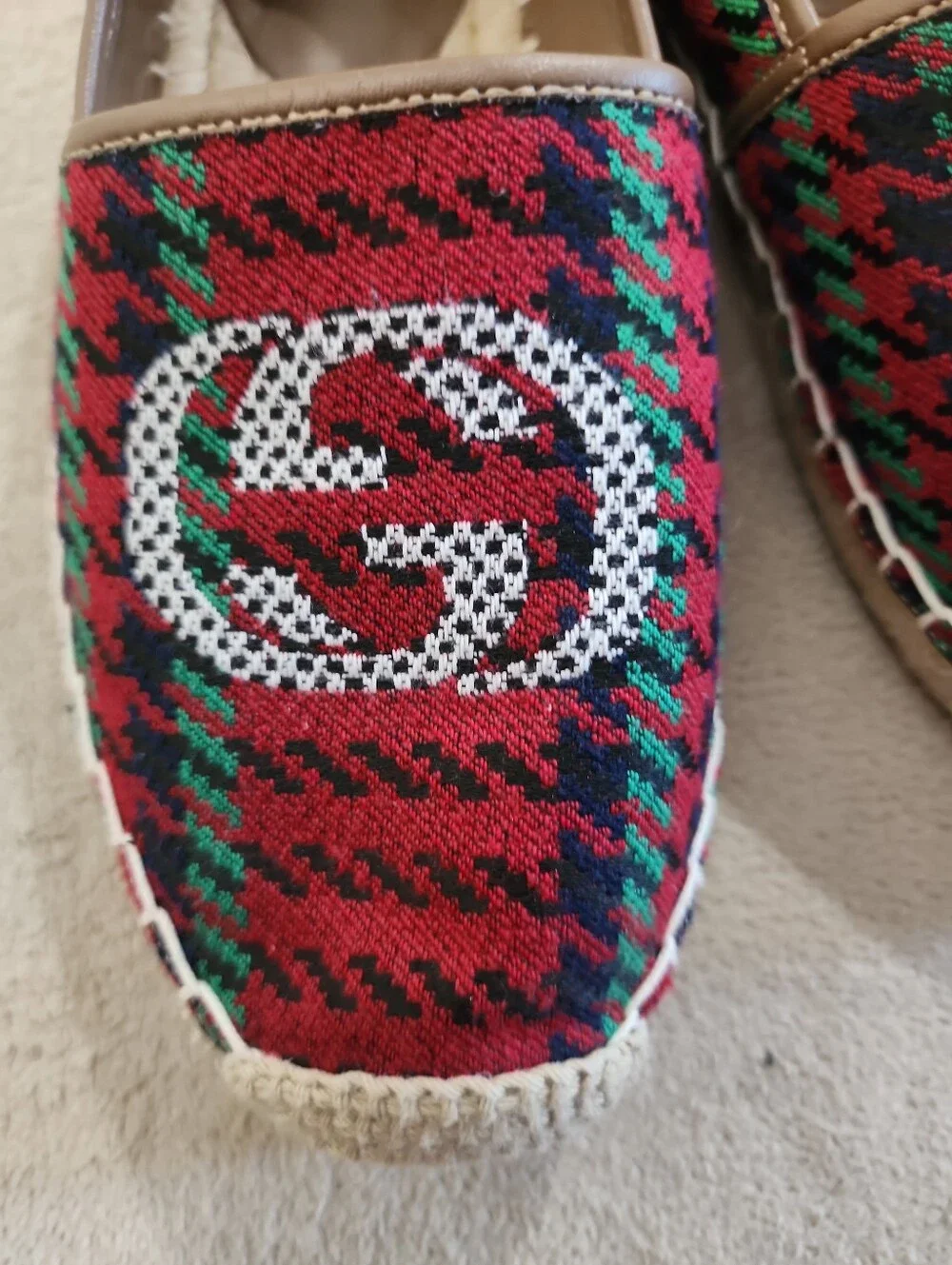 Designer Style Canvas  Espadrilles embroidered double-G style .